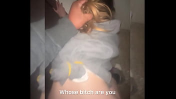 Cuck submits to master while his girl gets fucked in bathroom