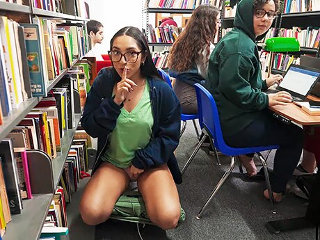 This Slutty Nerd Girl Doesn’t Know About Keeping Quiet in Student Library